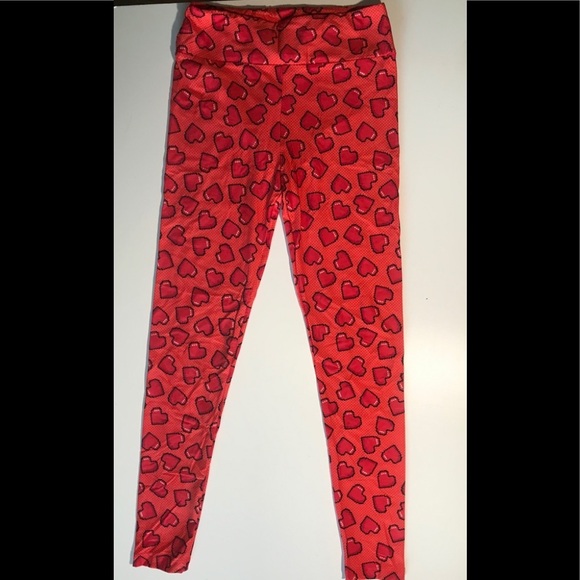 Lularoe LLR Valentine Leggings digital hearts OS - Picture 1 of 6
